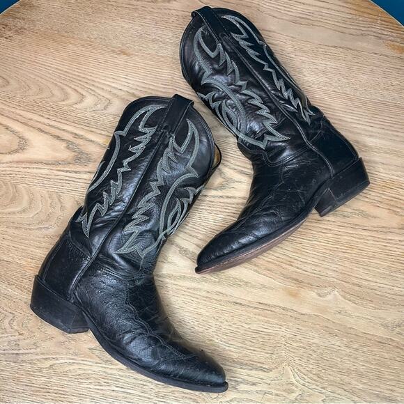Vintage Tony Lama Western Ostrich Cowboy Boots Exotic Leather Men's Size 8D - Picture 7 of 12